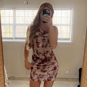 Princess Polly Brown and Cream Tie-Dye Dress